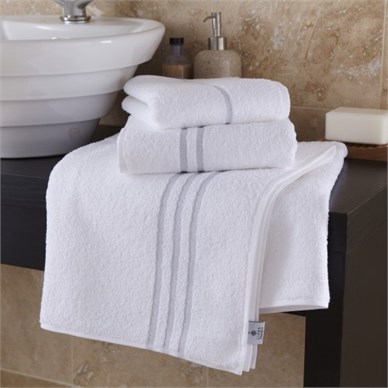 Orion  400gsm Hand Towel 50x90cm 100% Cotton Grey Header Bars