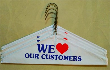Capped Metal Wire Hanger (We Love Our customers) 500 Pcs/Box
